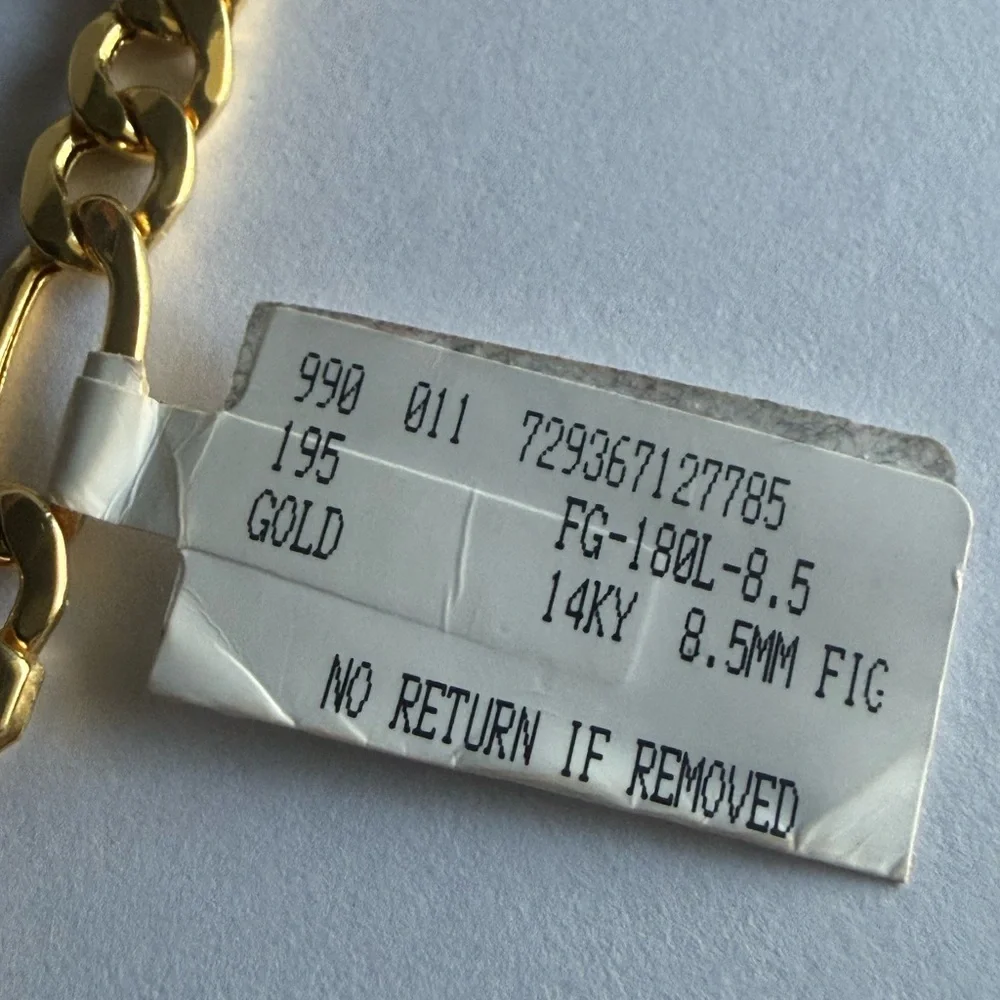 saks fifth avenue 14K Gold Mens Bracelet Figaro Made In Italy NWT $3770